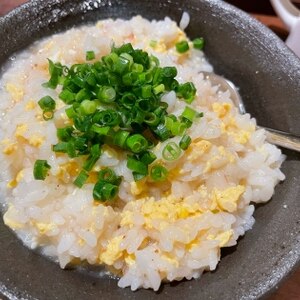 鰹節入り！醤油味の卵粥